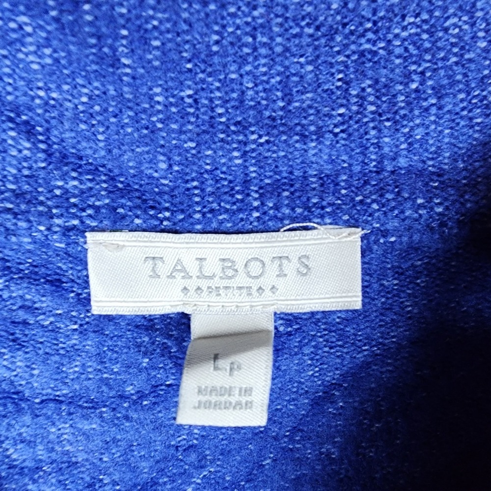 Talbots Sweater Womens LP Shoulder Button Mock Neck Blue EUC - Picture 6 of 7
